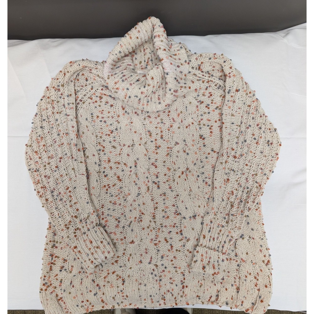 Moon & Madison Small Confetti Cable Knit Cowl Neck Sweater